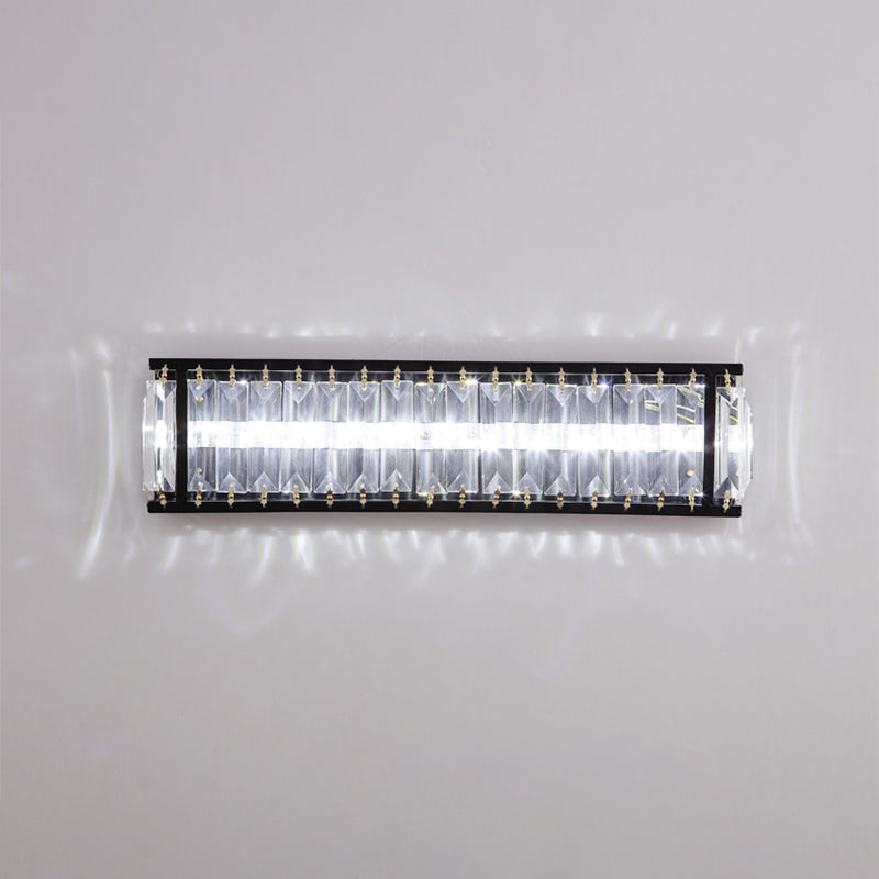 Modern Led Crystal Rectangular Sconce: Black Wall Mounted Bedside Lighting