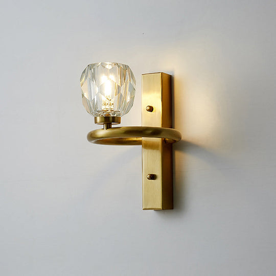 Modern Gold Sphere Crystal Wall Lamp - Elegant Bedchamber Sconce Lighting