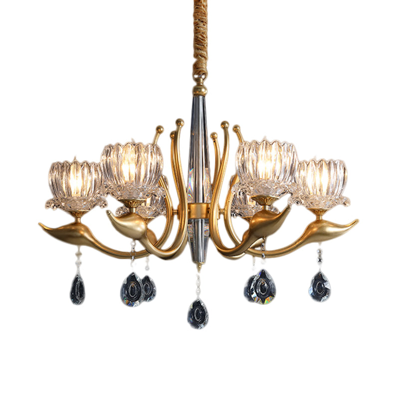 Swirling Arms Crystal Floral Pendant Chandelier - Modern 6/8 Bulbs Elegant Draping Perfect For