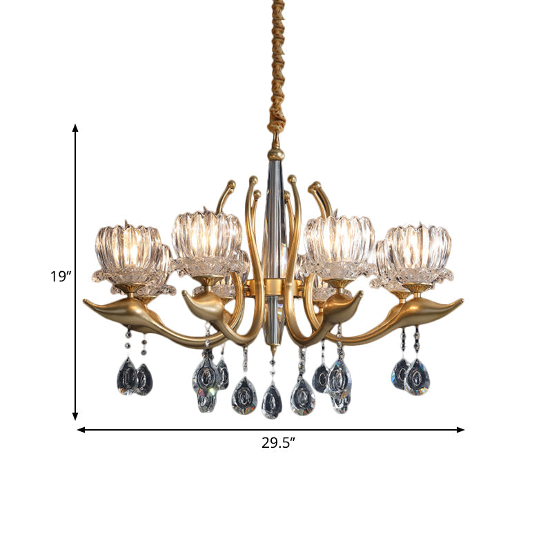 Swirling Arms Crystal Floral Pendant Chandelier - Modern 6/8 Bulbs Elegant Draping Perfect For