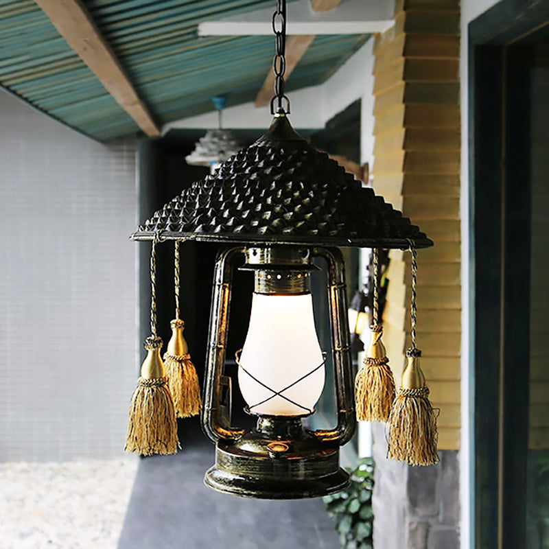Coastal Lantern Pendant Lamp - Bronze Metal Pendulum Style