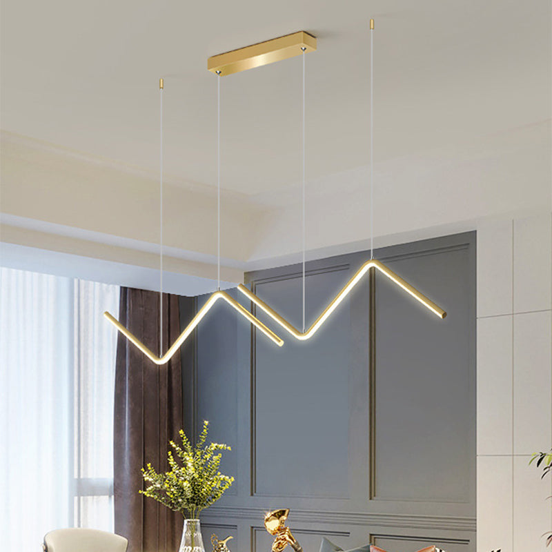 Modern Black/Gold Led Multi-Light Ceiling Fixture With Thin Metal Suspension And Warm/White Glow