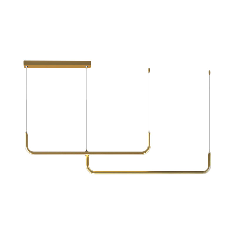 Simple Led Multi Ceiling Light With Metal Shade Black/Gold Linear Pendant In Warm/White