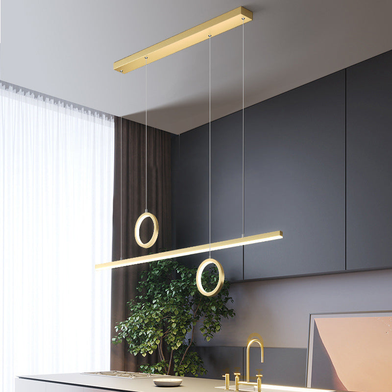 Black/Gold Metal Linear Led Chandelier Lamp - Multiple Hanging Lights Warm/White Glow Gold / White