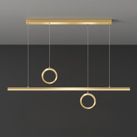 Black/Gold Metal Linear Led Chandelier Lamp - Multiple Hanging Lights Warm/White Glow