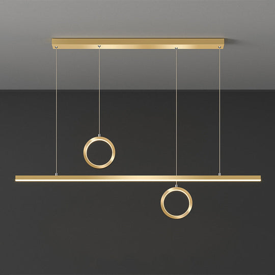 Black/Gold Metal Linear Led Chandelier Lamp - Multiple Hanging Lights Warm/White Glow