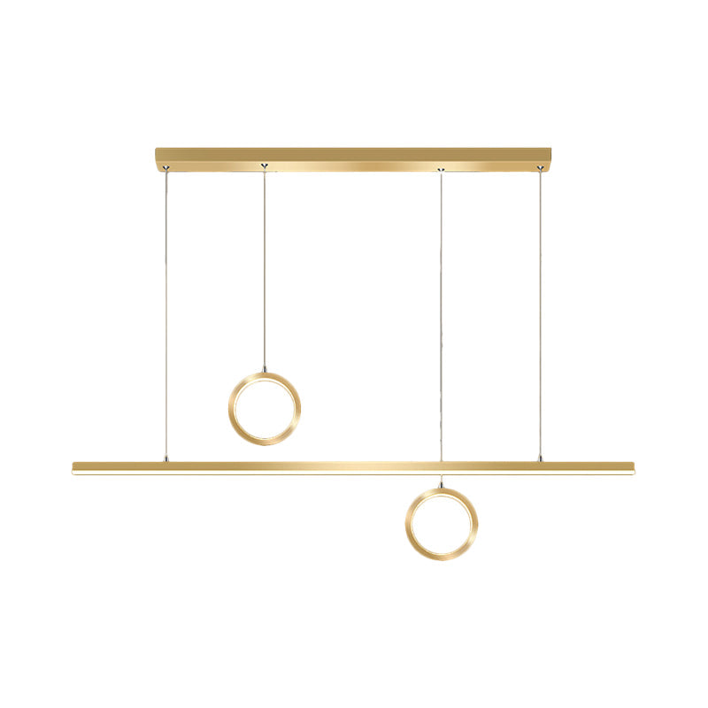 Black/Gold Metal Linear Led Chandelier Lamp - Multiple Hanging Lights Warm/White Glow