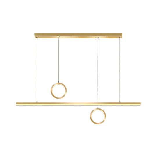 Black/Gold Metal Linear Led Chandelier Lamp - Multiple Hanging Lights Warm/White Glow