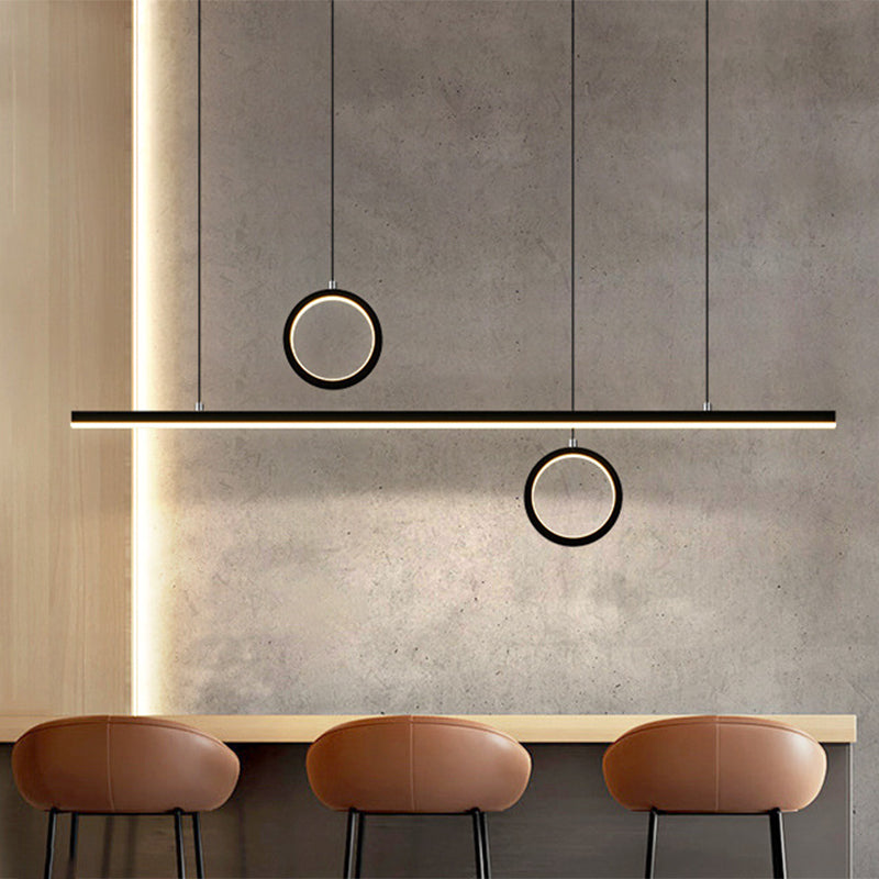 Linear Metal Led Chandelier With Multiple Hanging Lights In Black/Gold Warm/White