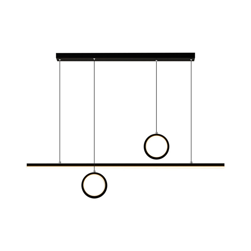 Linear Metal Led Chandelier With Multiple Hanging Lights In Black/Gold Warm/White