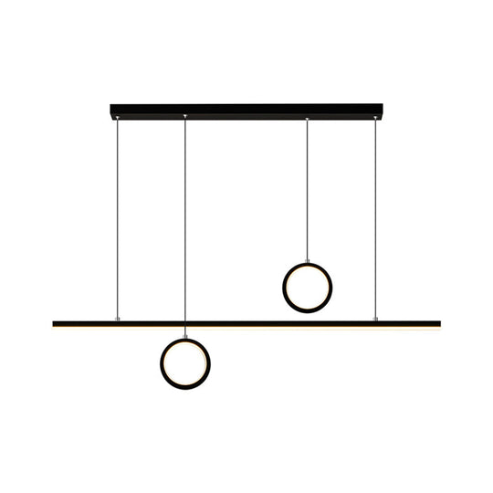 Linear Metal Led Chandelier With Multiple Hanging Lights In Black/Gold Warm/White