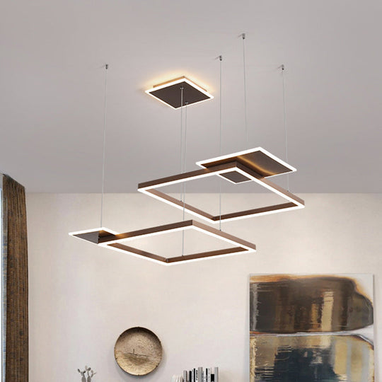 Modern Led Suspension Chandelier In Gold/Coffee With Warm/White Light Coffee / White