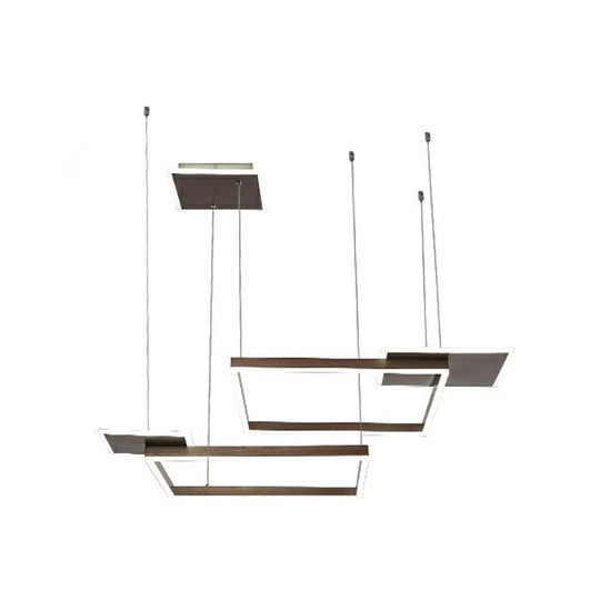 Gold/Coffee Square Led Chandelier Pendant Light With Warm/White - Modern Metal Ceiling Lamp