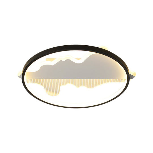 Modern Metal Flush Mount Led Ceiling Light In Black/White - Warm/White 16.5’/20.5’ Diameter