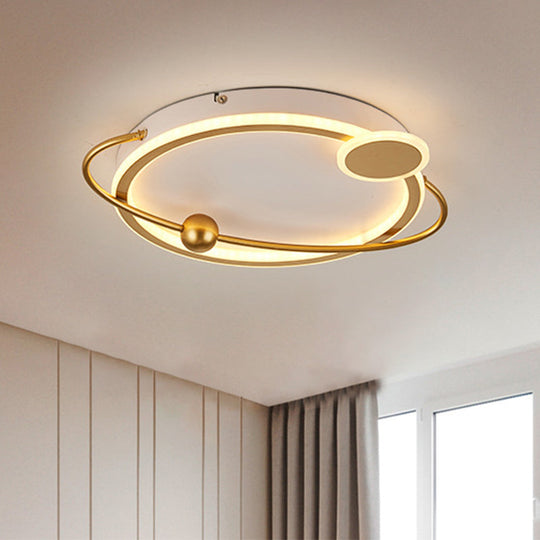 Contemporary Gold/Black Led Flush Ceiling Light Warm/White 19’/23.5’ Dia’ Or ’Modern Dia