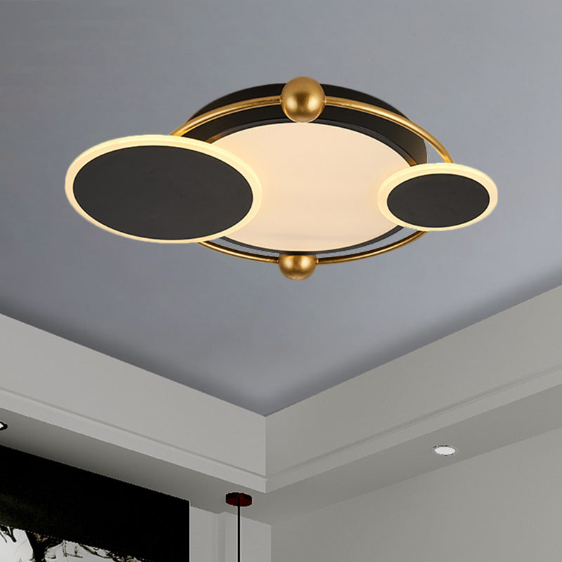 Modernist Black And Gold Led Flush Mount Ceiling Light In Warm/White 19.5/23.5 Diameter Black-Gold /