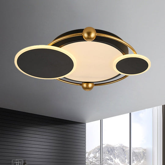 Modernist Black And Gold Led Flush Mount Ceiling Light In Warm/White 19.5’/23.5’ Diameter