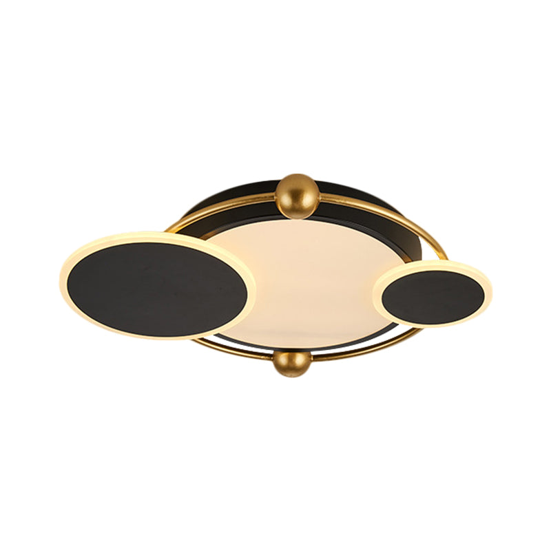 Modernist Black And Gold Led Flush Mount Ceiling Light In Warm/White 19.5/23.5 Diameter