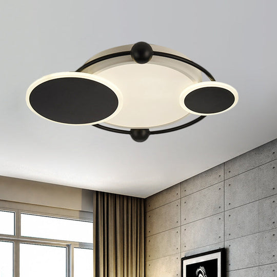 Modernist Black And Gold Led Flush Mount Ceiling Light In Warm/White 19.5’/23.5’ Diameter
