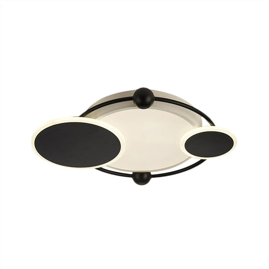 Modernist Black And Gold Led Flush Mount Ceiling Light In Warm/White 19.5/23.5 Diameter