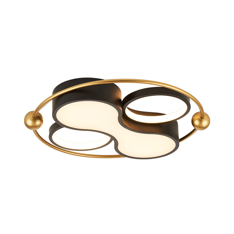 18’/21.5’ Metallic Geometric Flush Light - Black/Gold Led Ceiling Mounted