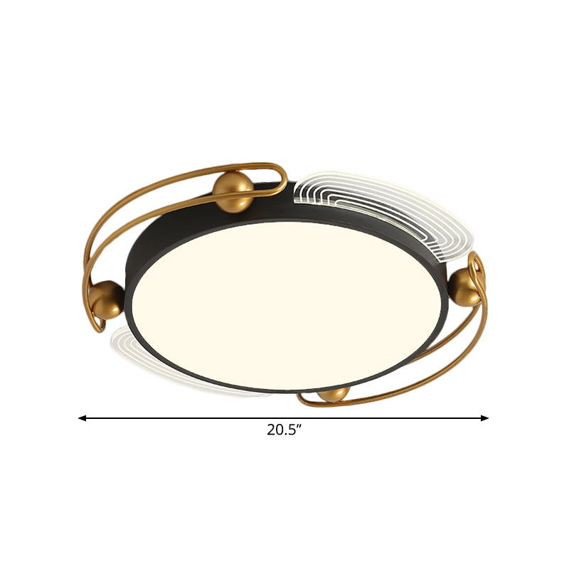 Modern Led Flush Light With Black And Gold Metallic Shade - Ceiling Lamp Fixture 16.5’/20.5’ Wide