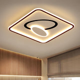 16’/19.5’ Modern Black & White Led Flush Mount Lamp - Square Metal Design Warm/White Light