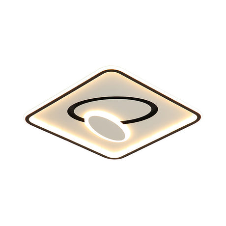 16/19.5 Modern Black & White Led Flush Mount Lamp - Square Metal Design Warm/White Light