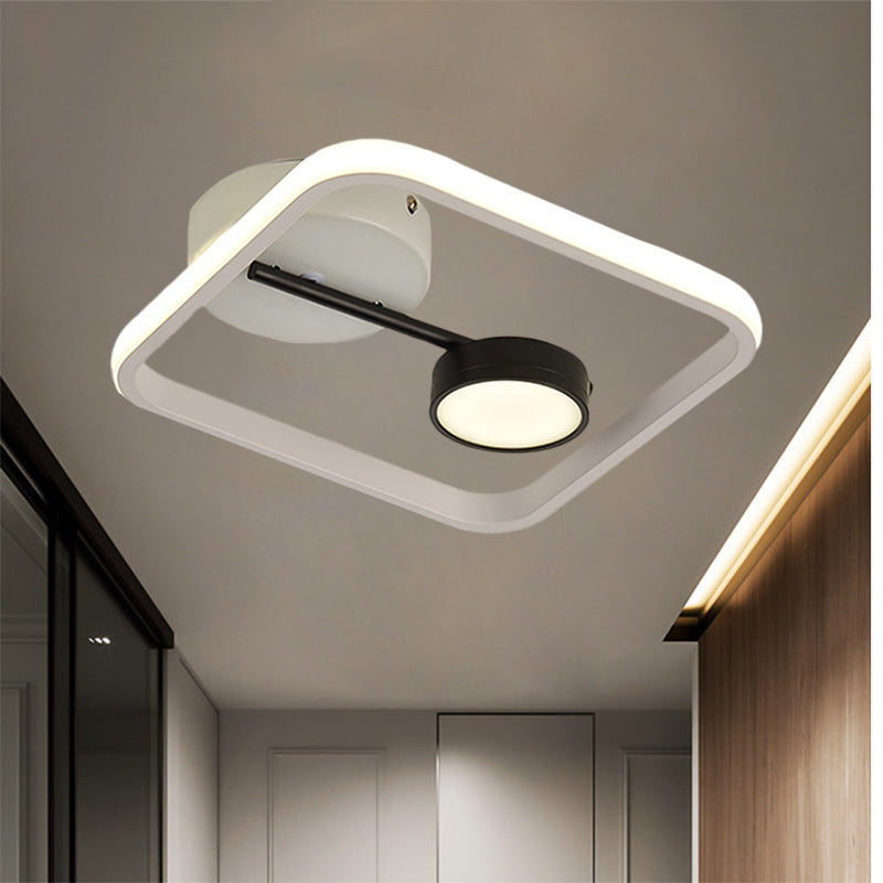 Modern Black And White/Gold Led Flush Mount Ceiling Light Fixture With Warm/White Metal Shade Black