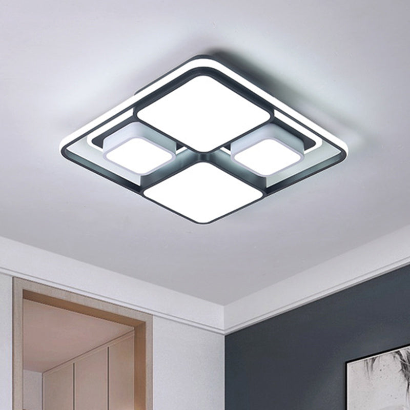 Modern Flush Mount Led Ceiling Lamp Metallic Black & White 16.5’/20.5’/35.5’ Length Black -