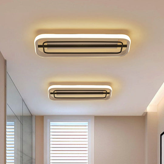 Flush Mounted Led Ceiling Light In Modern Metallic Black & White/Black Gold 16’/23.5’ Length