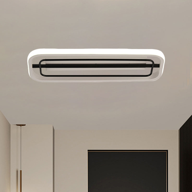 Flush Mounted Led Ceiling Light In Modern Metallic Black & White/Black Gold 16’/23.5’ Length