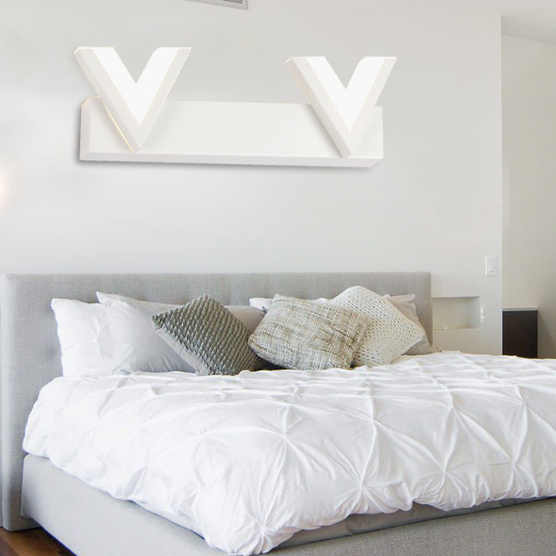 Modern V-Shaped Led Vanity Light: Acrylic Bathroom Mirror Lamp (2/3-Light Warm/White) 2 / White