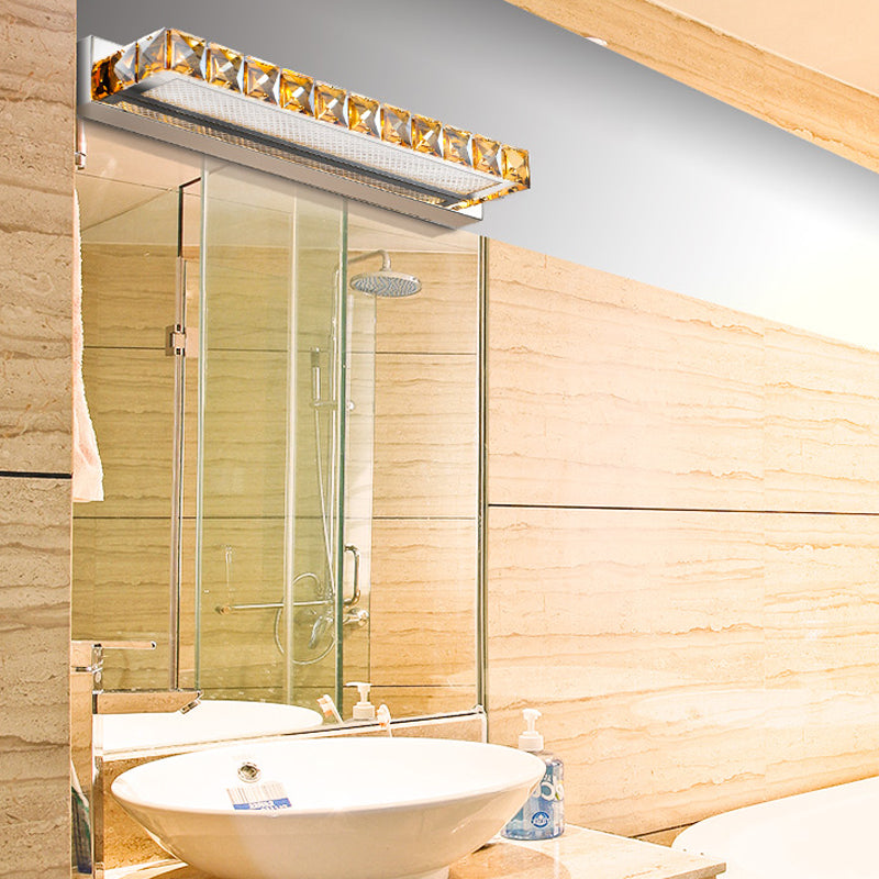 Contemporary Crystal Gold Wall Sconce - Linear Vanity Light With Warm/White For Bathroom Multiple