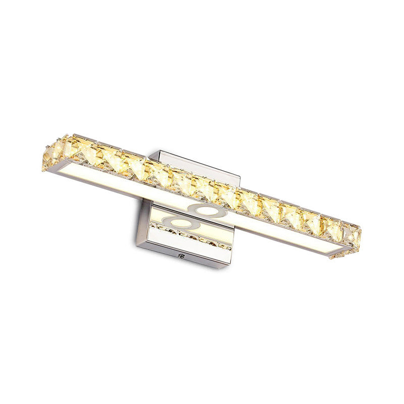 Modern Crystal Vanity Light: Silver/Champagne Linear Wall Sconce With 1 Light In Warm/White For
