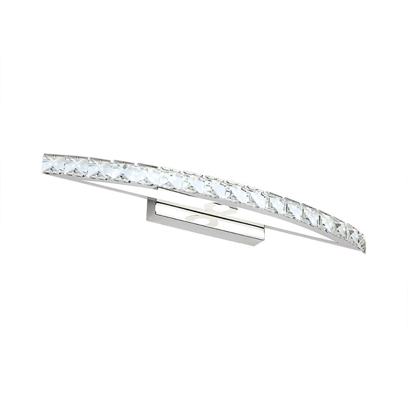 Contemporary Crystal Silver Wall Sconce Light - Bow Shaped Vanity Lighting For Bathroom Warm/White