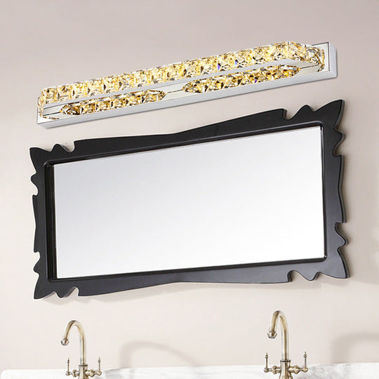 Modern Linear Wall Mounted Vanity Sconce For Bathroom - Clear/Amber Crystal Warm/White Light