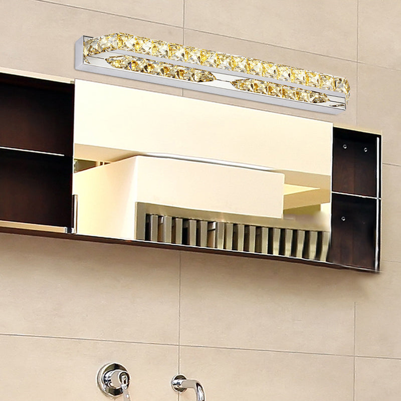 Modern Linear Wall Mounted Vanity Sconce For Bathroom - Clear/Amber Crystal Warm/White Light