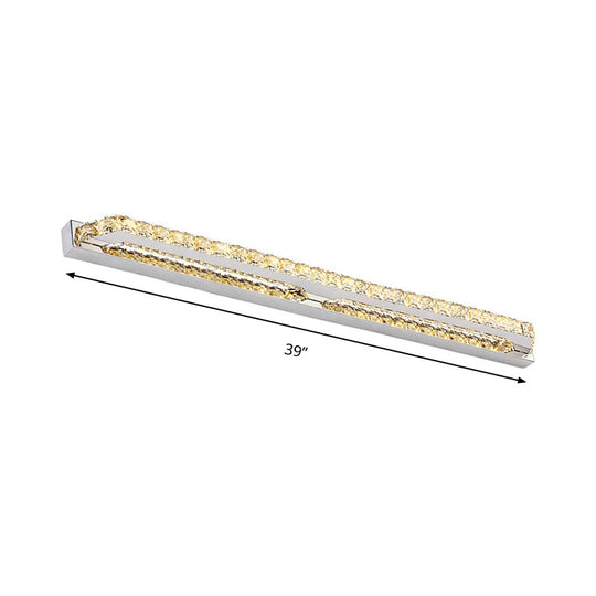 Modern Linear Wall Mounted Vanity Sconce For Bathroom - Clear/Amber Crystal Warm/White Light