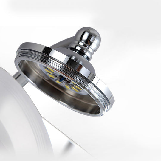 Modernist Style Silver Wall Lamp With Round Frosted Acrylic Shade 2/3 Heads Warm/White Lighting -