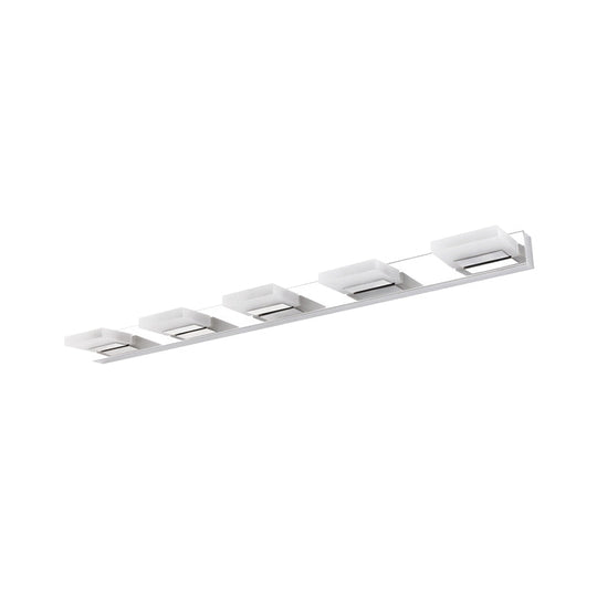 Chrome Wall Sconce With Brick Acrylic Shade For Bathroom Vanity - Choose From 2/3/5 Warm White