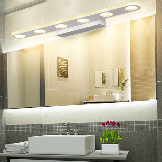 Oblong Bathroom Led Vanity Light Acrylic 4/6 Lights Simplicity Wall Mounted Mirror Lighting In