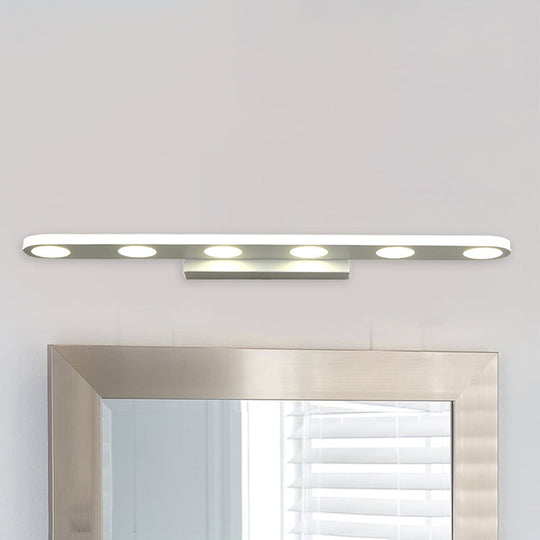 Oblong Bathroom Led Vanity Light Acrylic 4/6 Lights Simplicity Wall Mounted Mirror Lighting In