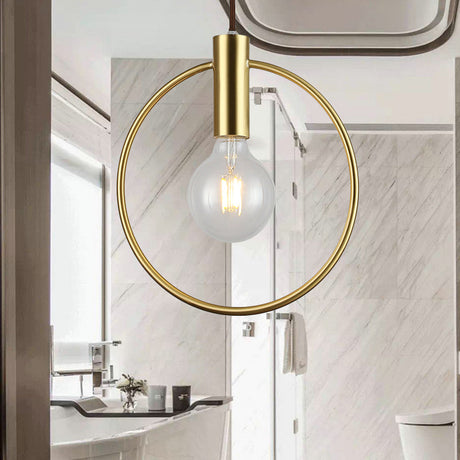 Vintage Gold Metal Pendant Lamp: Circular Hanging Ceiling Light For Hallway Brass