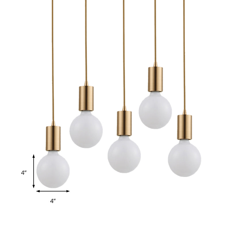Retro Vintage Brass Metal Indoor Pendant: Bare Bulb Hanging Lamp With 1 Light