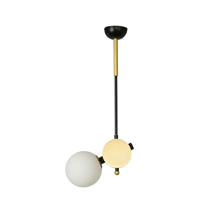 Opal Glass Modernist Ceiling Lamp - Black And Gold With Left/Right Pendulum Light For Bedrooms