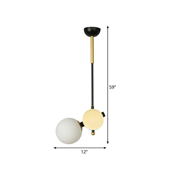 Opal Glass Modernist Ceiling Lamp - Black And Gold With Left/Right Pendulum Light For Bedrooms