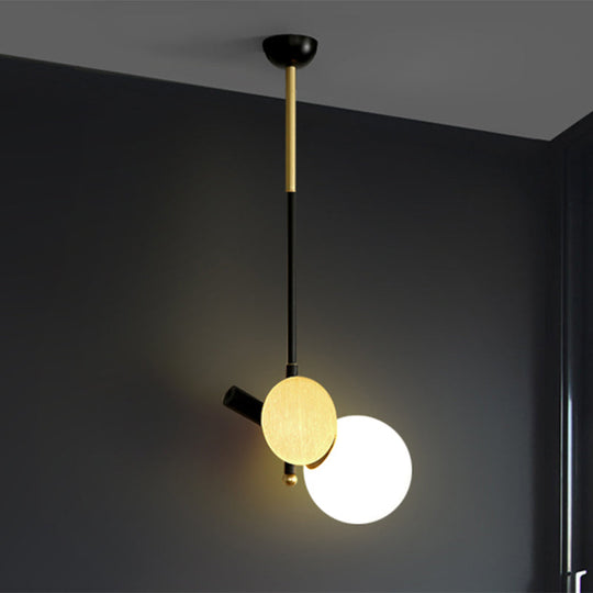 Opal Glass Modernist Ceiling Lamp - Black And Gold With Left/Right Pendulum Light For Bedrooms