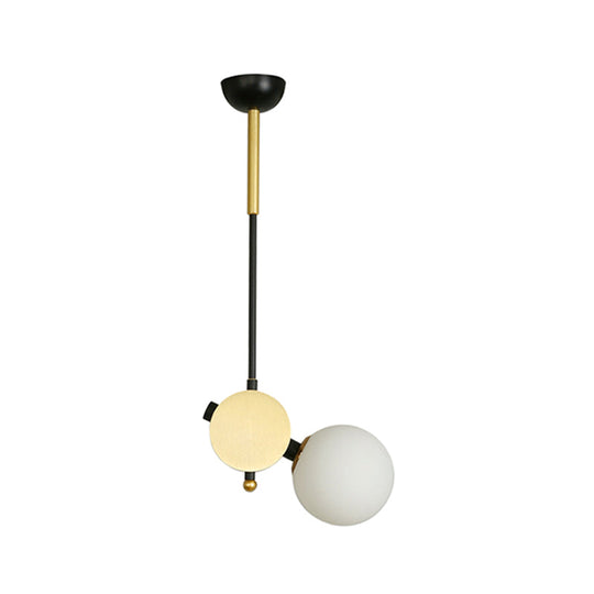 Opal Glass Modernist Ceiling Lamp - Black And Gold With Left/Right Pendulum Light For Bedrooms