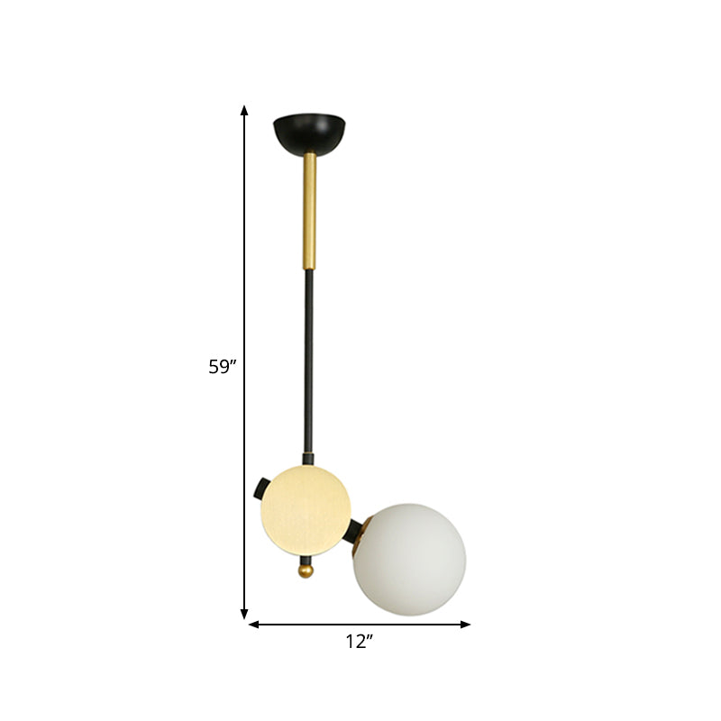 Opal Glass Modernist Ceiling Lamp - Black And Gold With Left/Right Pendulum Light For Bedrooms